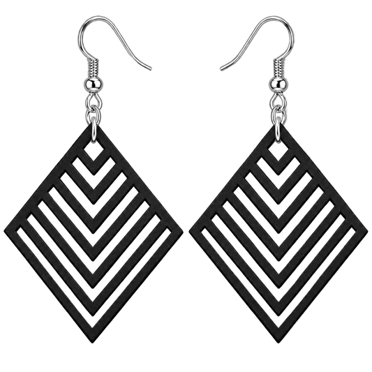 Geometric Diamond Drop Earrings