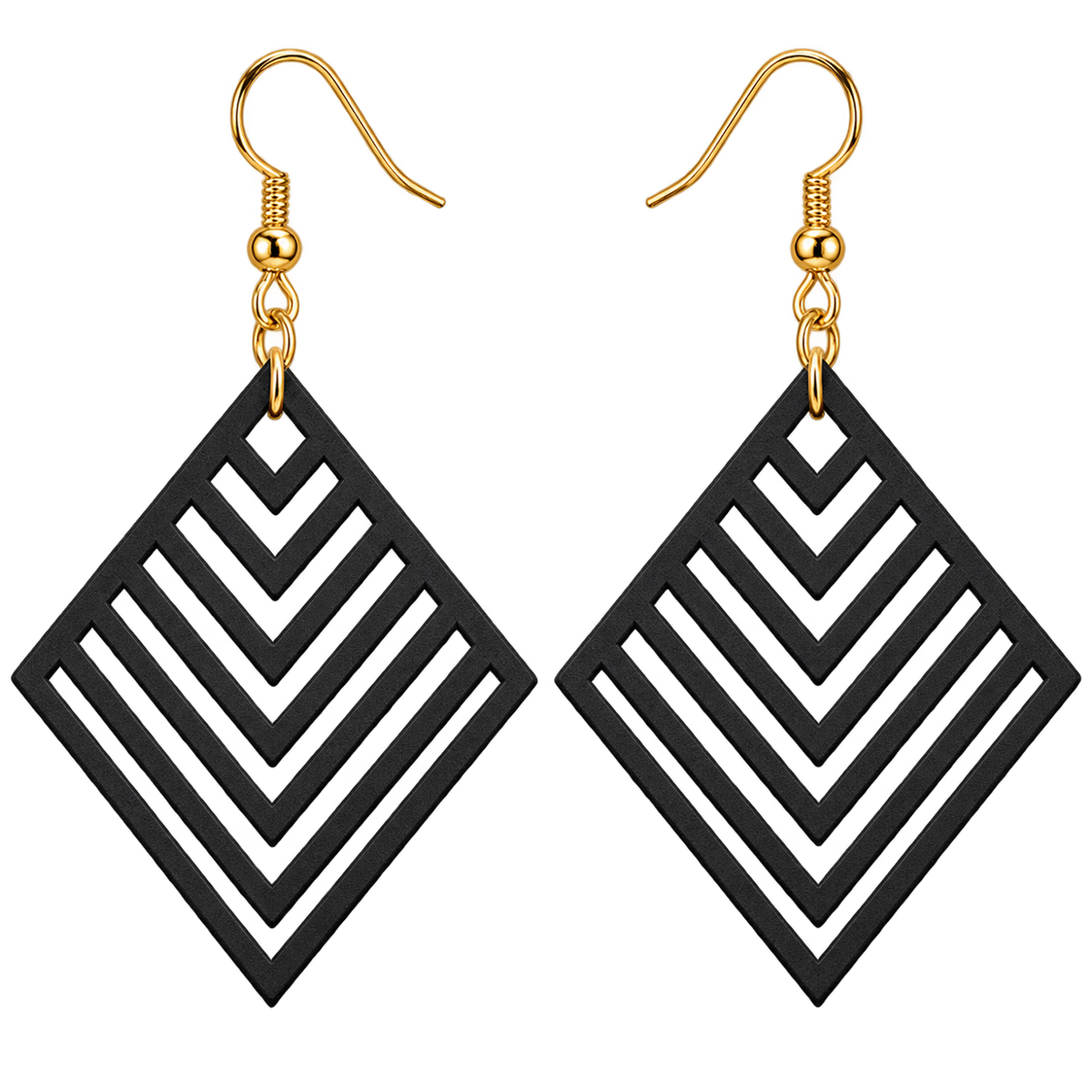 Geometric Diamond Drop Earrings