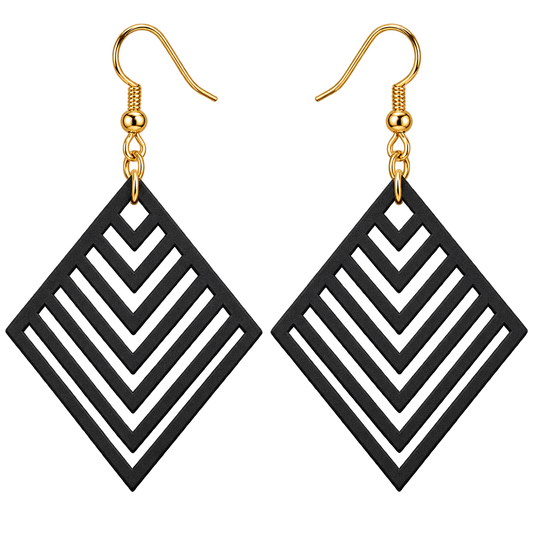 Geometric Diamond Drop Earrings