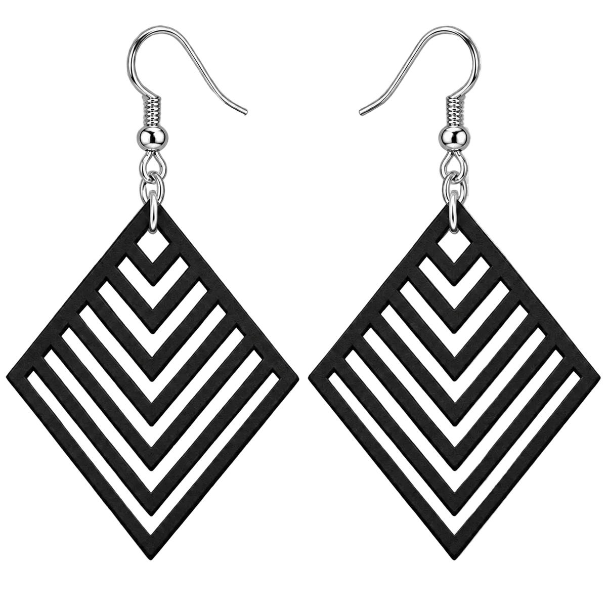 Geometric Diamond Drop Earrings
